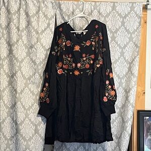 Savanna Jane Black Dress with Floral Embroidery